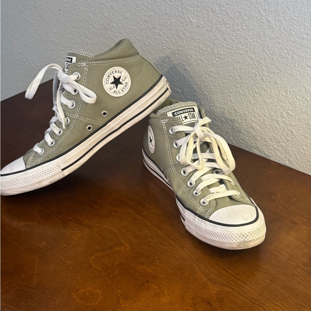 Converse High Top Sneakers Olive Green with White - Picture 2 of 7